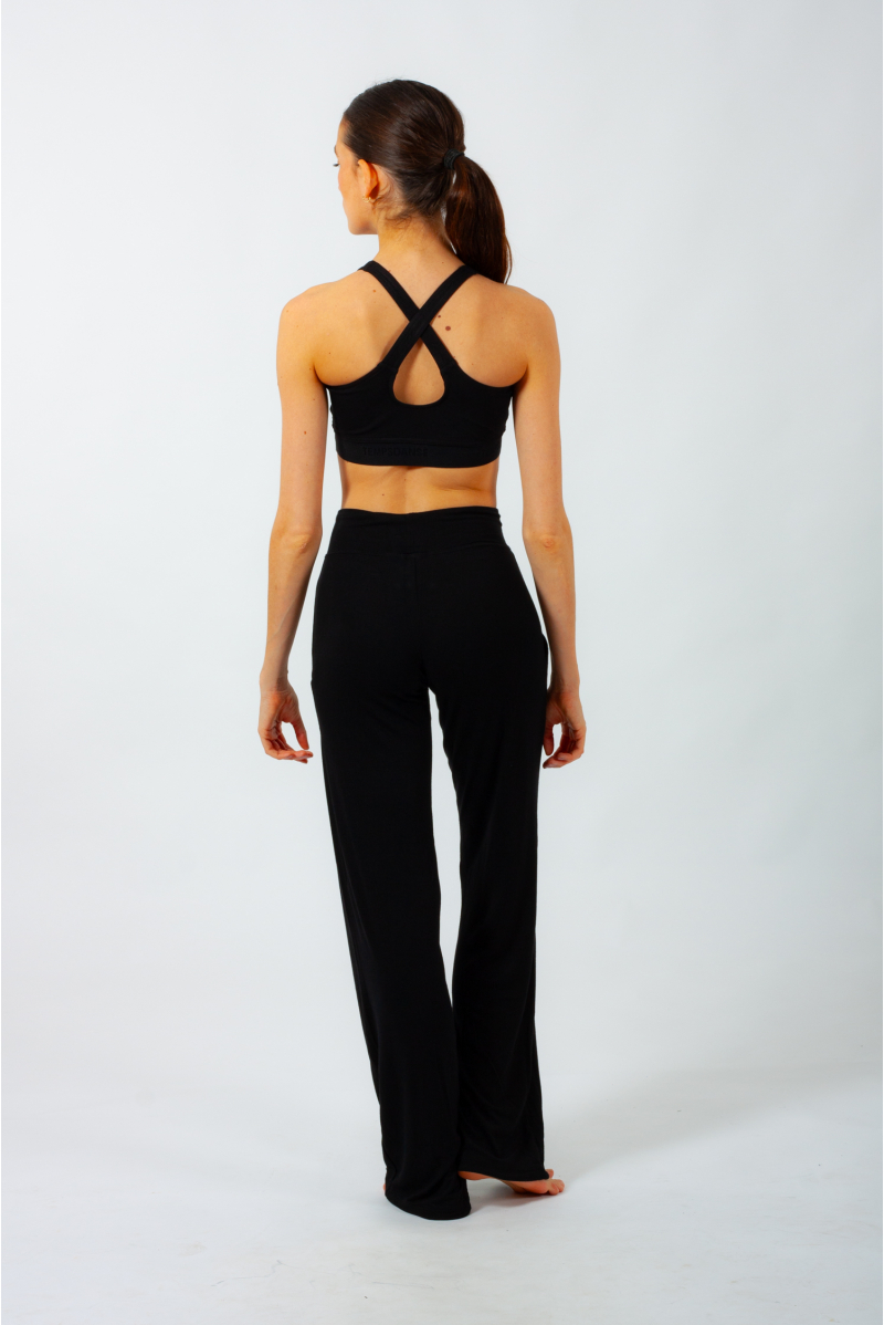 Pantalon en viscose de bambou Bari Temps Danse noir