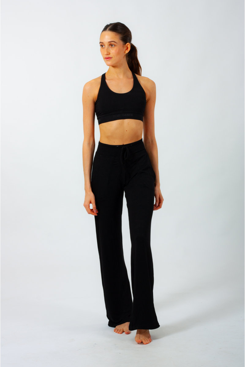 Pantalon en viscose de bambou Bari Temps Danse noir