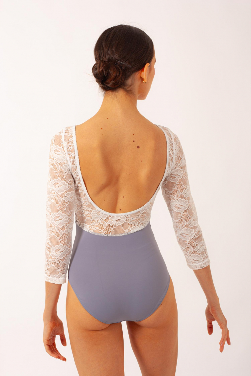 Justaucorps manches dentelle Penelope Mara Dancewear bleu