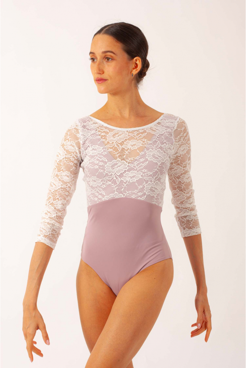 Justaucorps manches dentelle Penelope Mara Dancewear lilas