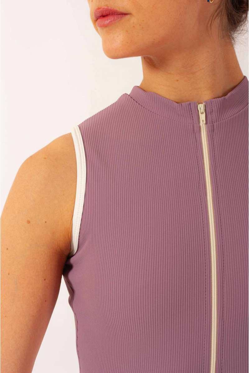 Justaucorps côtelé col montant Aura Mara Dancewear mauve