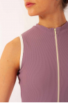 Justaucorps côtelé col montant Aura Mara Dancewear mauve