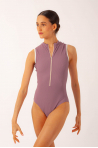 Justaucorps côtelé col montant Aura Mara Dancewear mauve