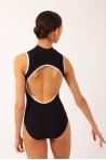 Justaucorps côtelé col montant Aura Mara Dancewear noir