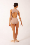 Justaucorps côtelé col montant Aura Mara Dancewear rose