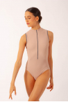 Justaucorps côtelé col montant Aura Mara Dancewear rose