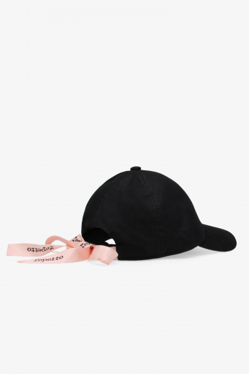 Casquette noire avec ruban rose Repetto A0203R