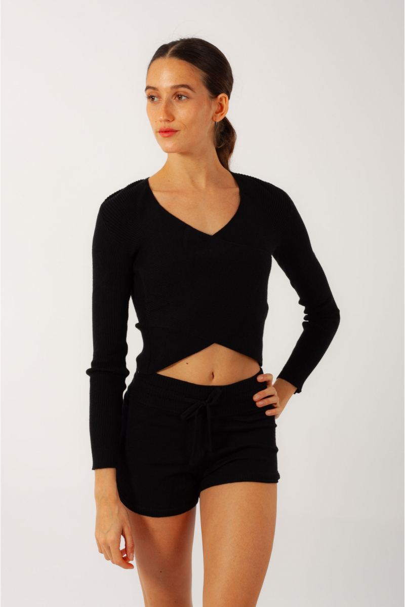 Pull cache-cœur tout doux CK10991W Capezio noir