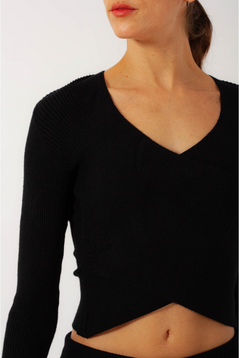 Pull cache-cœur tout doux CK10991W Capezio noir