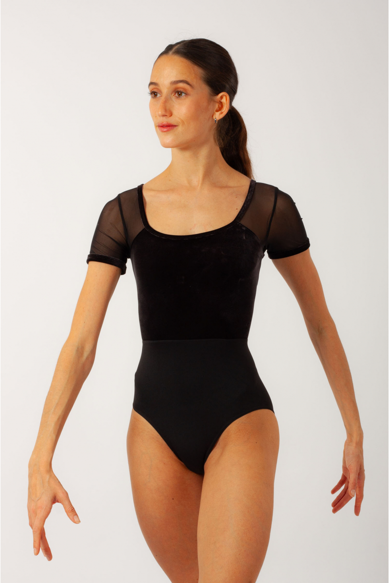 Anna Bloch Black Velvet Short Sleeve Leotard