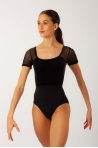 Anna Bloch Black Velvet Short Sleeve Leotard