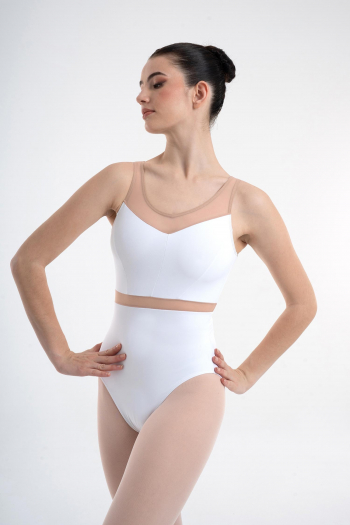 Elena Intermezzo white leotard with wide straps