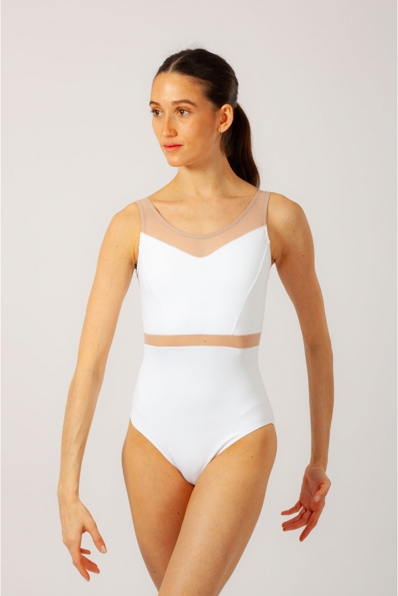 Elena Intermezzo white leotard with wide straps