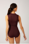 Moxie Gaynor Minden brown zip-neck leotard