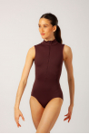 Moxie Gaynor Minden brown zip-neck leotard