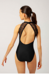 Intermezzo black leotard in lace with high collar