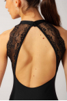 Intermezzo black leotard in lace with high collar