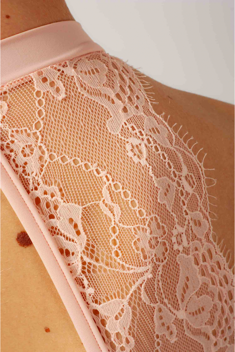 Intermezzo pink leotard in lace with high collar