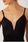 Black Eshaal Intermezzo leotard with flesh-coloured yoke