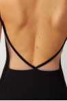 Black Eshaal Intermezzo leotard with flesh-coloured yoke