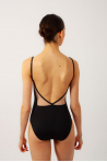 Black Eshaal Intermezzo leotard with flesh-coloured yoke