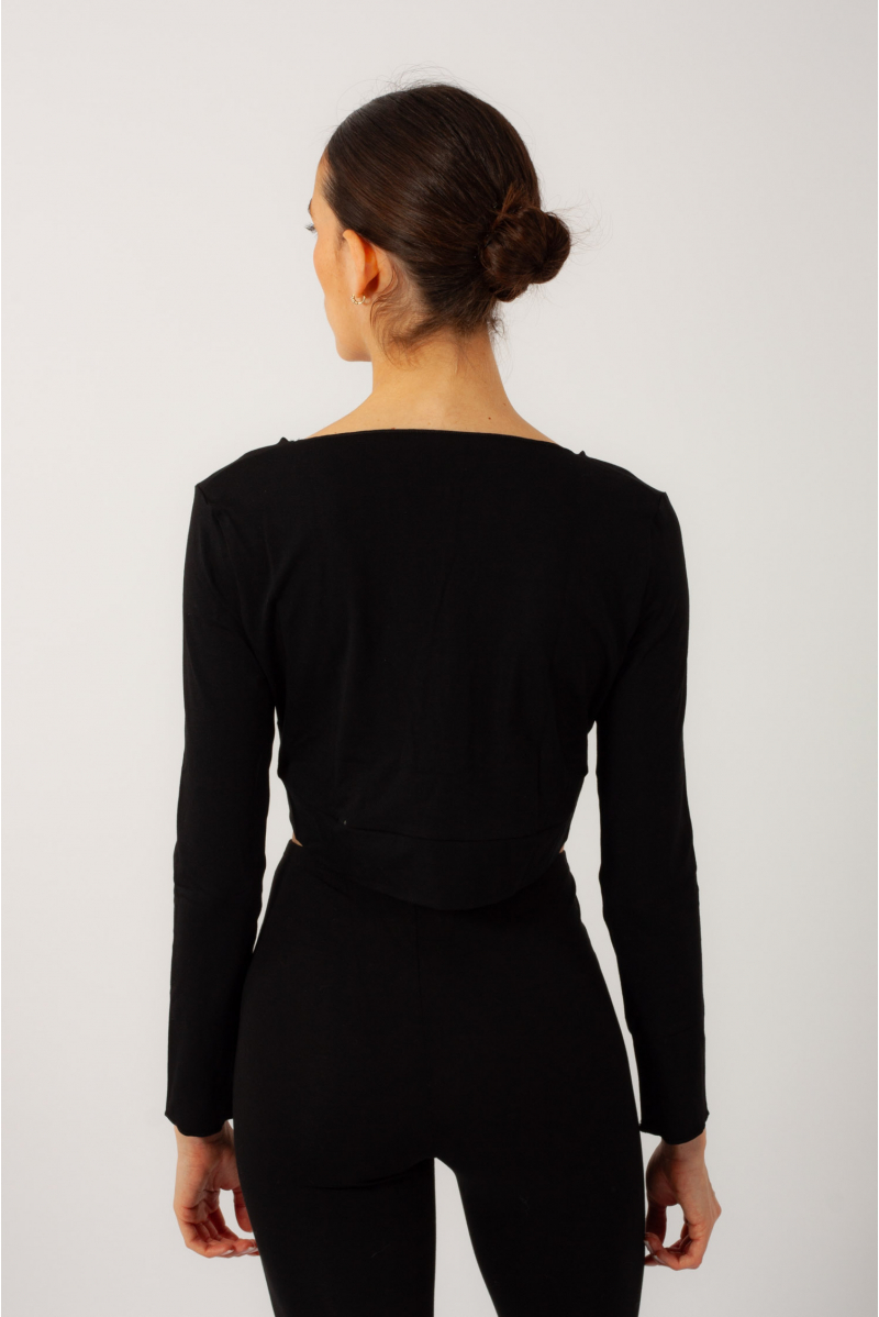 Ballet Rosa Megumi black long sleeve crop top