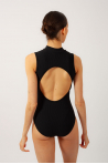 Justaucorps côtelé col montant Aura Mara Dancewear noir