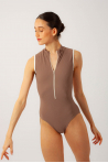 Justaucorps côtelé col montant Aura Mara Dancewear Maron