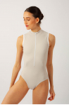 Justaucorps côtelé col montant Aura Mara Dancewear beige