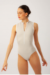 Justaucorps côtelé col montant Aura Mara Dancewear beige