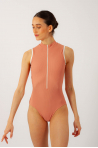 Justaucorps côtelé col montant Aura Mara Dancewear corail