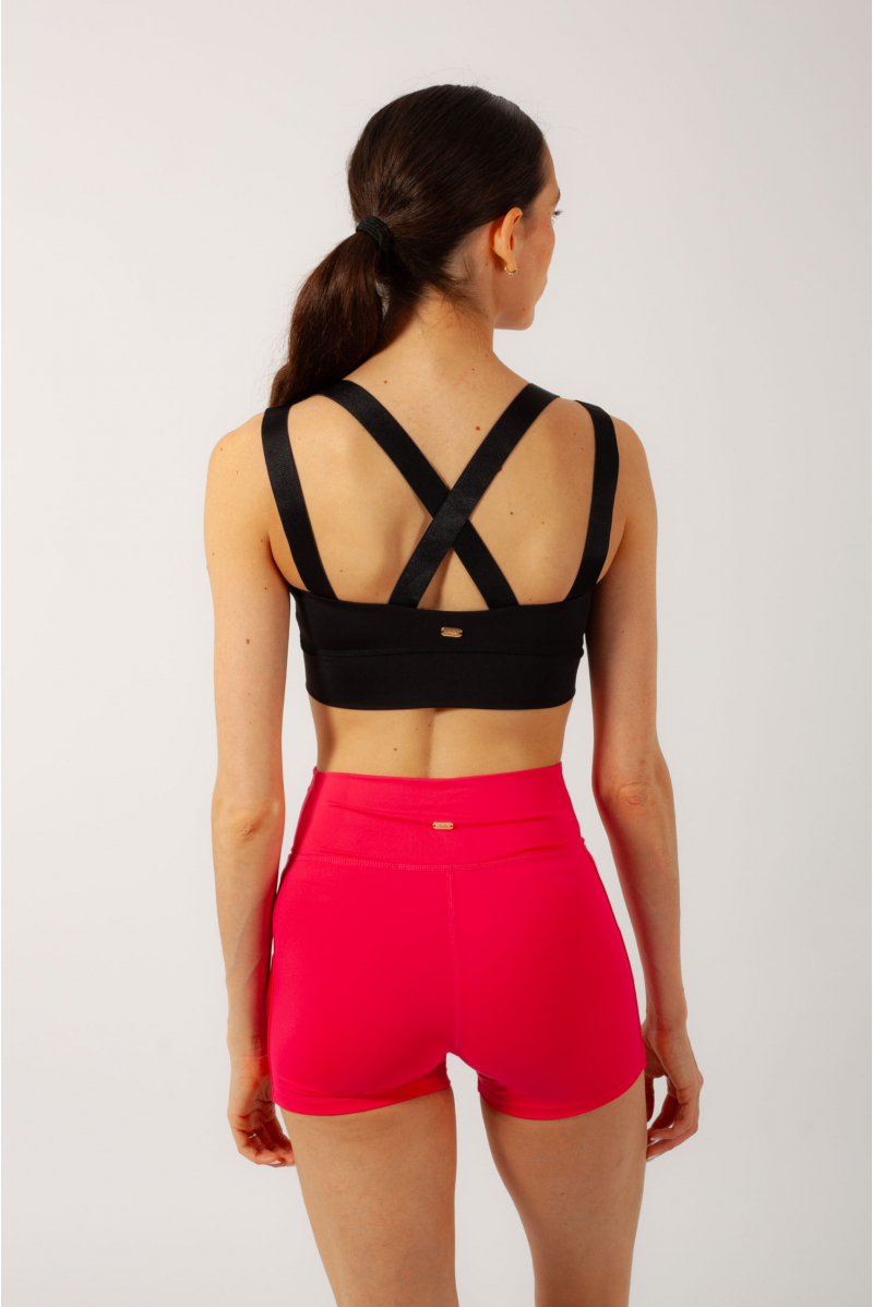 Mirella M749L black cross back crop top