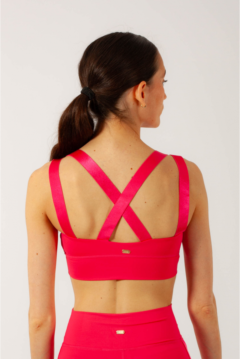 Mirella M749L pink cross back crop top